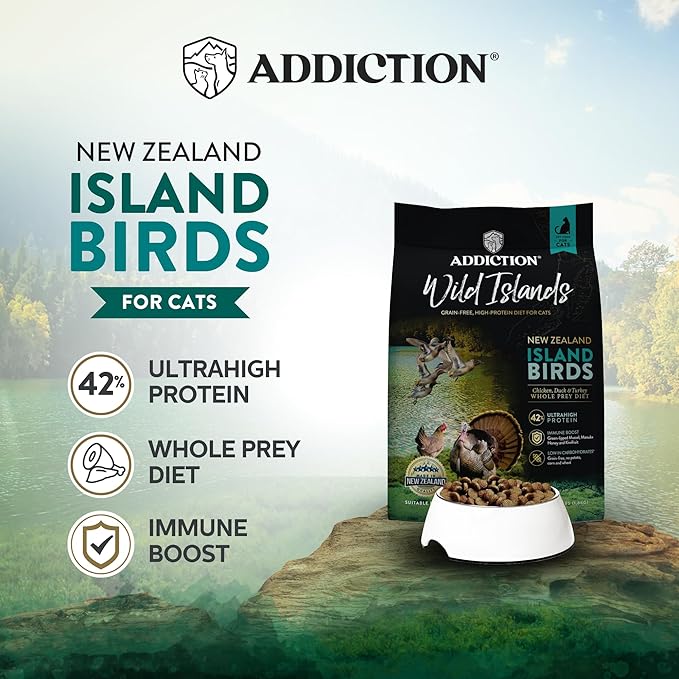 Addiction Wild Islands Island Bird Dry Cat Food, Premium Duck, Turkey & Chicken Recipe with High-Protein & Grain-Free Formula for Feline Health - 4lbs