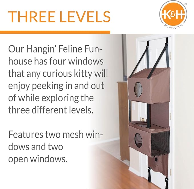 K&H Pet Products Hangin' Feline Funhouse Cat Furniture Tan Small 70 X 22 X 12 Inches