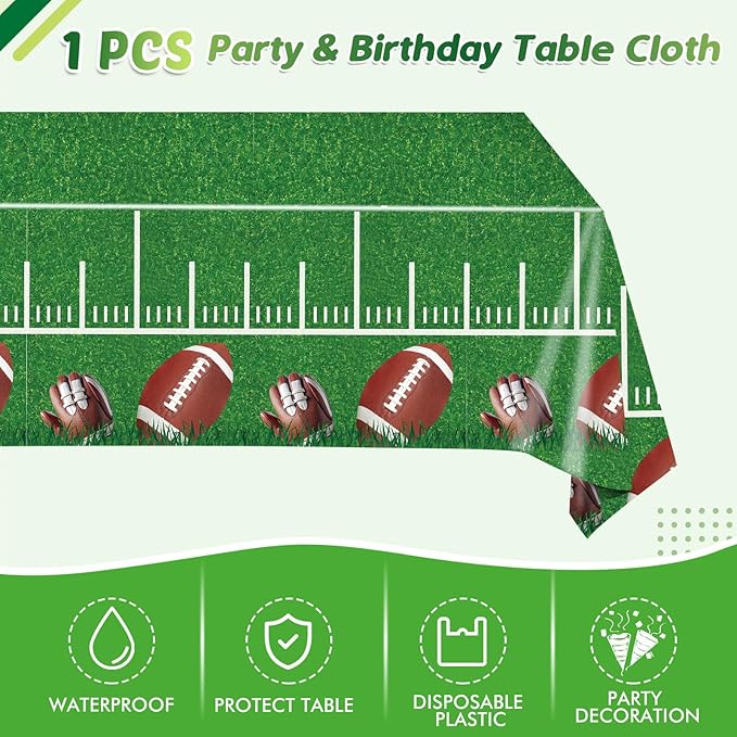 41Pcs Football Party Decorations Football Party Supplies Tableware Set -20 Guests Football Theme Party Plate,Napkins and Tablecloths for Super Sunday Touchdown Party Decoration