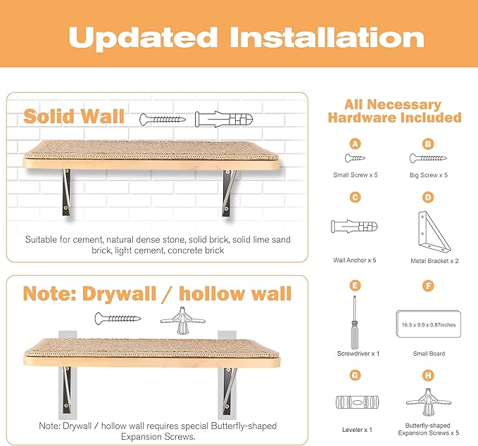 Cat Wall Furniture Set, 2PCS Cat Shelves & 2PCS 4 Steps Cat Wall Shelves Stairs Tower Cat Climbing Shelves Scratching Perches for Climbing Sleeping, Playing