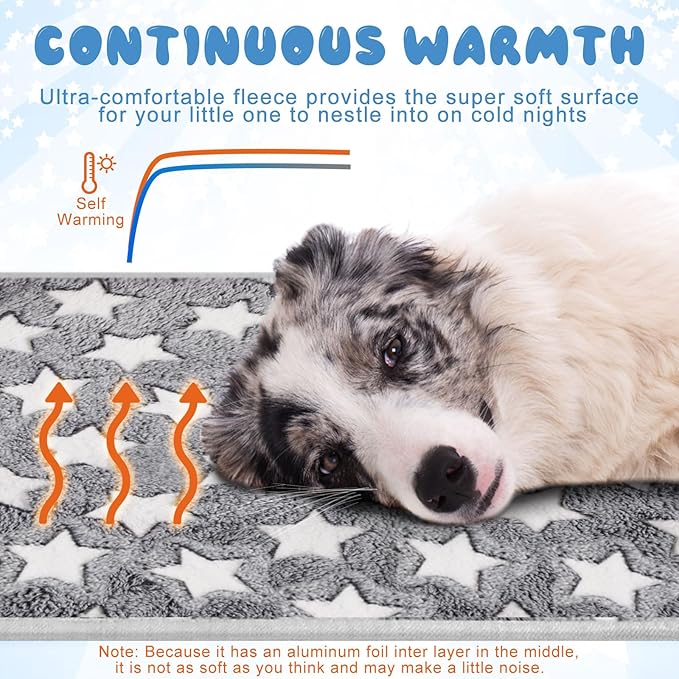 2 Pcs Self Warming Cat Bed Cute Dog Cat Thermal Mat Self Warming Star Cat Mat Pet Heating Pad Cat Blanket for Indoor Outdoor Washable(Large Star,41 x 29)