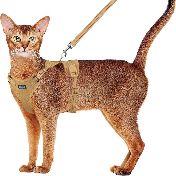 Supet Cat Harness and Leash Set for Small to Large Cats Adjustable Cat Vest Harness with Reflective Trim Universal Cat Leash and Harness for Cats/Puppies