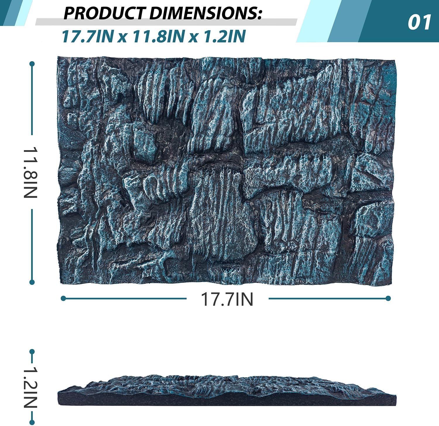 17.7x11.8in Rock Terrarium Background,3D Reptile Tank Background Board,Amphibian Stereo Backdrop Wall,Lizard Snake Gecko Spider Turtle Fish pet silo Background Decorative Panel(Blue)