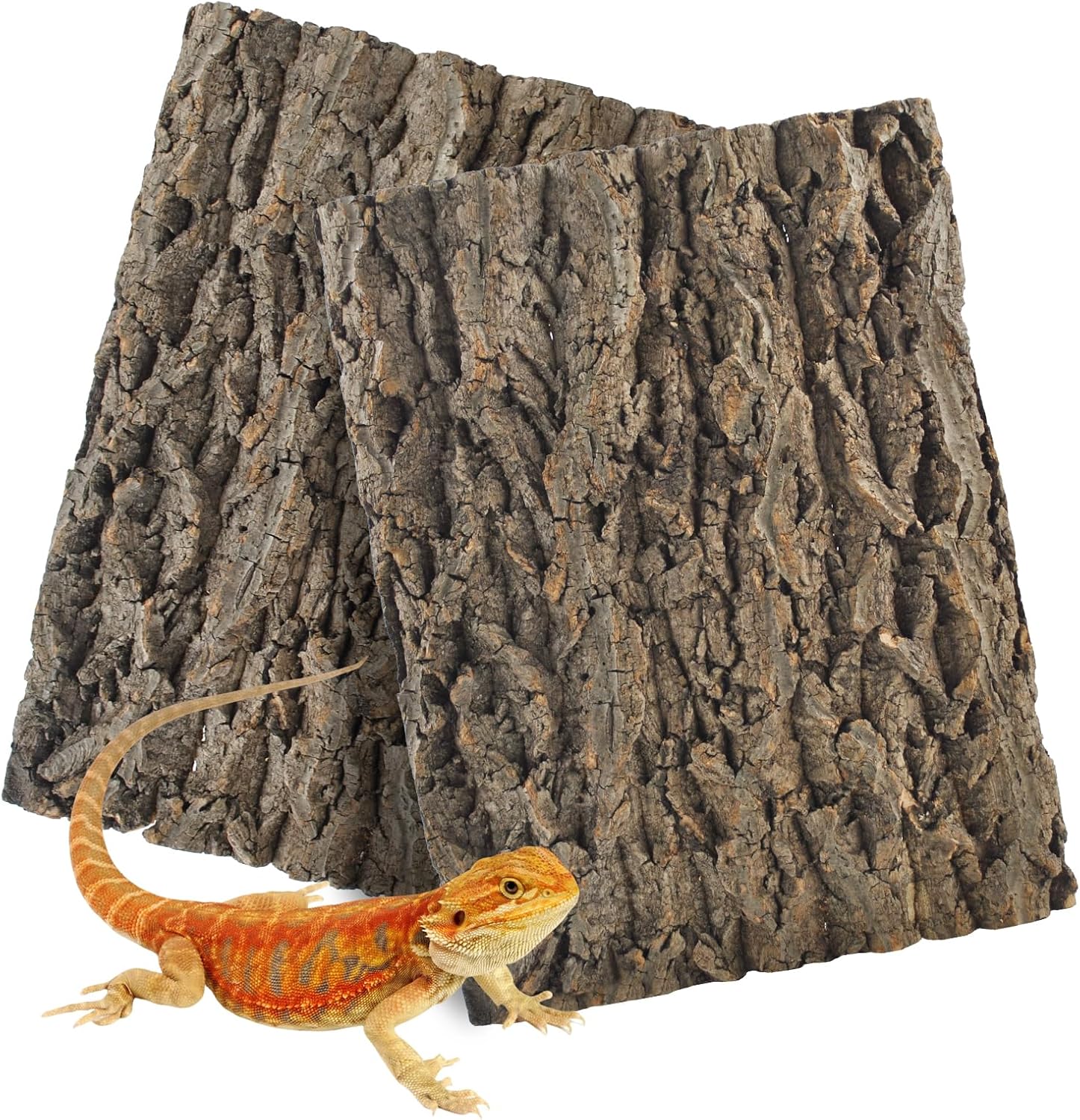2PCS Reptile Cork Bark Background,15.74 x 11.81 Inch Natural Cork Wood Terrarium Background Bearded Dragon Tank Bark Backdrop Wall Decor for Lizard Gecko Chameleon Tortoise Snake Spider Frog