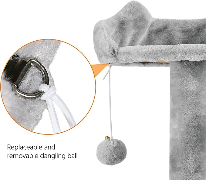 Yaheetech 70in Multi-Level Cat Tree Tall Cat Tower Cat Furniture with Condo, Scratching Posts & Dangling Ball for Indoor Cats Activity Center, Light Gray