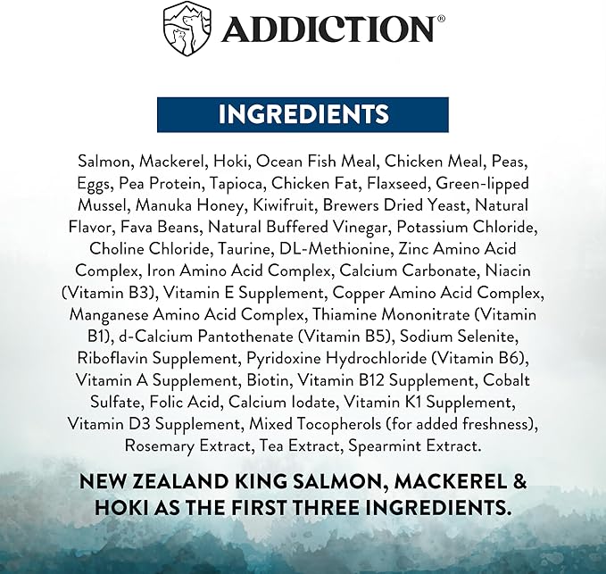 Addiction Wild Islands Pacific Catch – Premium King Salmon, Mackerel & Hoki Recipe – 45% Ultra-High Protein, Whole Prey, Grain-Free Dry Cat Food for All Life Stages – 4lbs