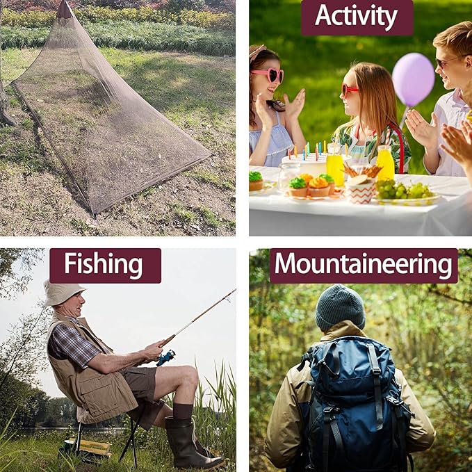 Aventik EDSRDLUZ 400 Fine Meshes Triangular Outdoor Camping Mosquito Net for Camping Bed Compact, Bug Net with Carry Bag 87" x 47" x 39" Ideal for Single Camping Use