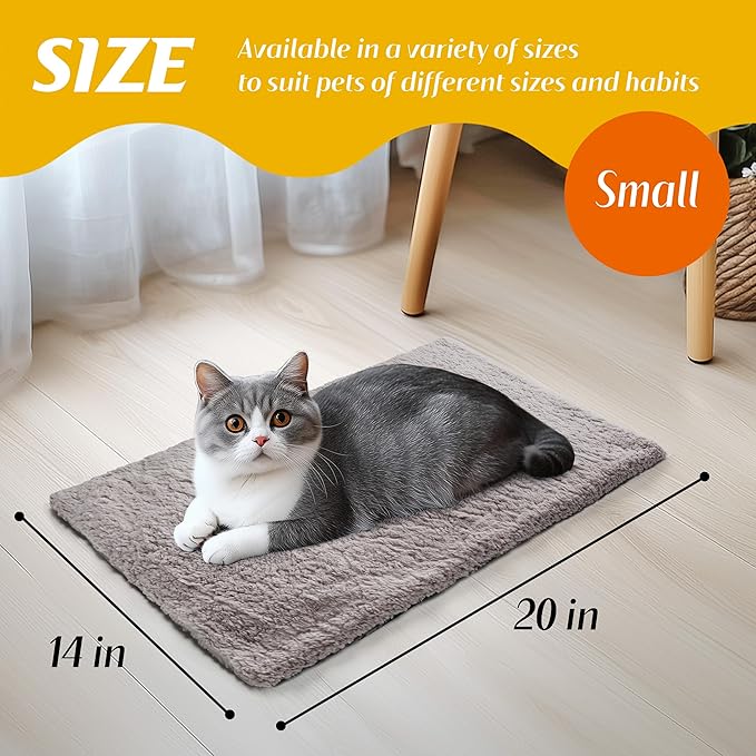 PatiencET Self Warming Cat Bed Mat, Self Heating Pet Bed for Indoor Outdoor Cats, Cat Dog Warming Pad Bed with Washable Removable Cover Non-Slip Bottom, 14"×20" Grey