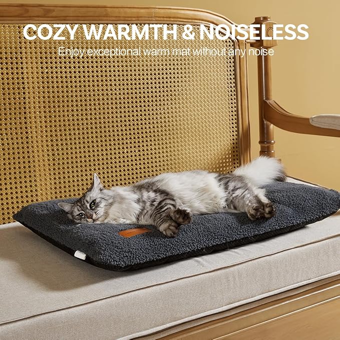 Self Warming Cat Bed Self Heating Cat Pad 24 x 18 inch Thermal Pet mat for Indoor Outdoor Pets Double Filled Cat Mat with Washable Removable Cover Non-Slip Bottom (Dark Gray)