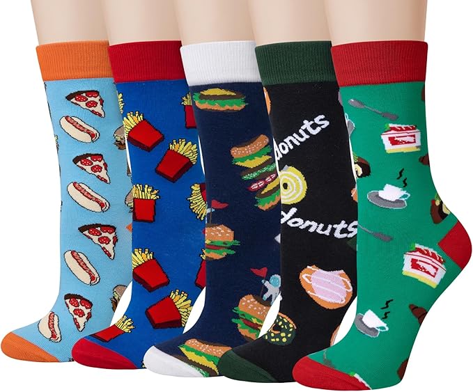 5 Pairs Womens Fun Famous Painting Patterned Art Socks Cotton, Printed Cool Novelty Funny Socks for Women