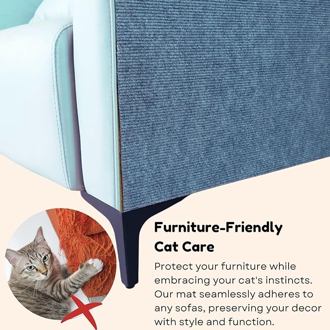 Cat Scratch Mat (Blue, 10 Pack), 23.6’’ x 11.8’’ Cat Wall Stracther, Versatile Self-Adhesive Replacement Easy Use for Cat Trees, Cat Wall Furniture, Scratching Posts, and Couch Protection