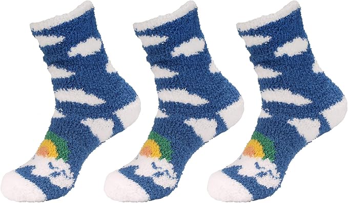 BambooMN Women's Super Soft Warm Microfiber Fuzzy Cozy Unicorn Series Crew Socks