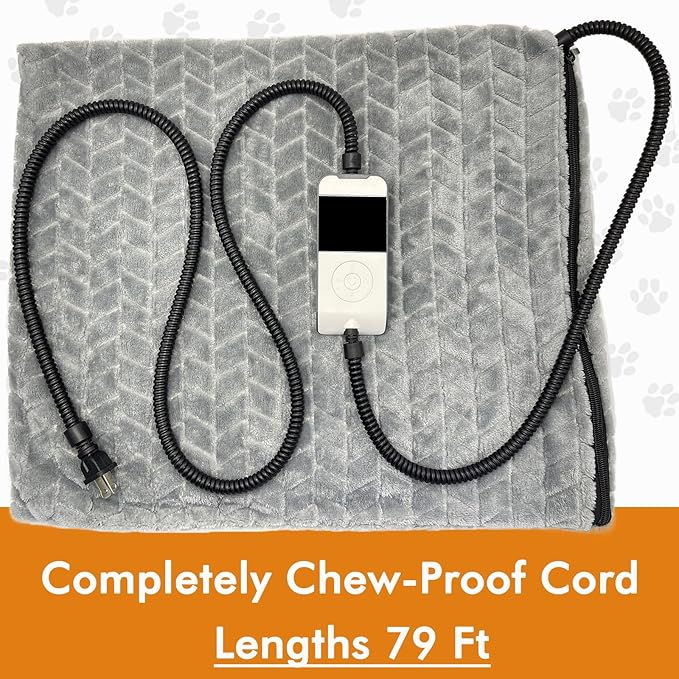 Heated Dog Bed, Completely Chew-Proof Cord Cat Heating Pad, Waterproof Adjustable Temperature Dog Heated Mat, Pet Heating Pad for Puppy Kitten, Electric Pads for Pregnant New Born Pet (M)