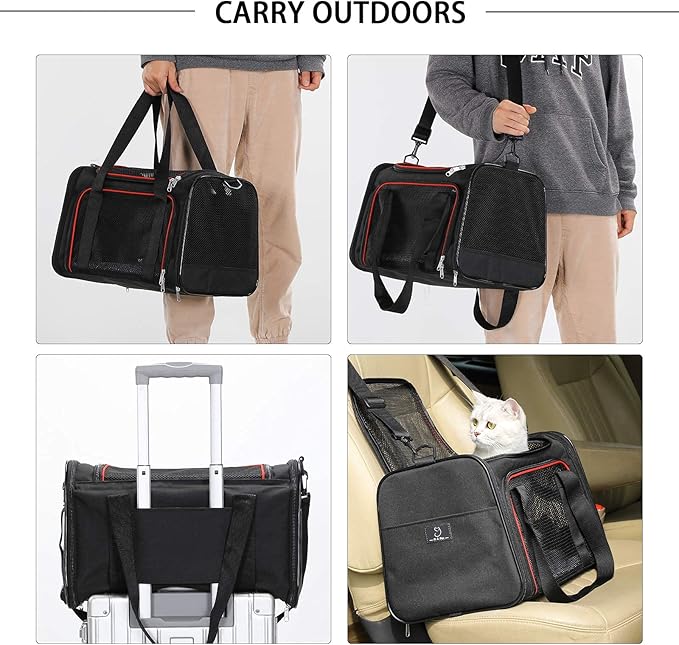 A4Pet Airline Approved Cat Carrier Dog Carriers,Removable Soft-Sided Portable Pet Travel Washable Carrier for Kittens,Puppies,Rabbit,Hamsters
