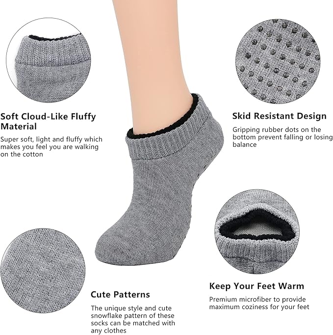 American Trends Fuzzy Socks for Women with Grippers Non Slip Christmas Socks