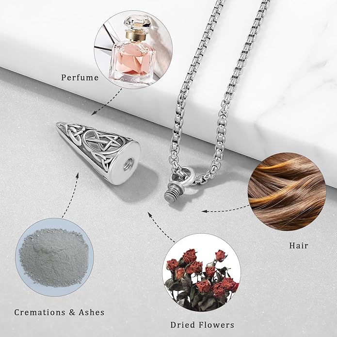 Aniu Cremation Jewelry for Ashes S925 Sterling Silver Urn Necklace Memorial Necklace for Human Ashes of Loved Ones Keepsake Pendant for Men Women