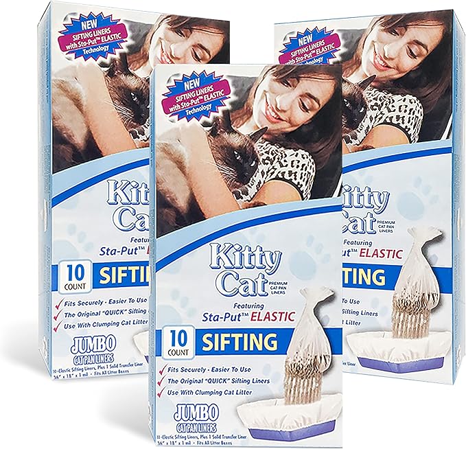 Alfapet sifting litter box liners, 30 Pack + 3 Solid Transfer Liner -For Large, X-Large, Giant, Extra-Giant Size Litter Boxes- With Easy Fit Sta-Put Technology (30 Count)