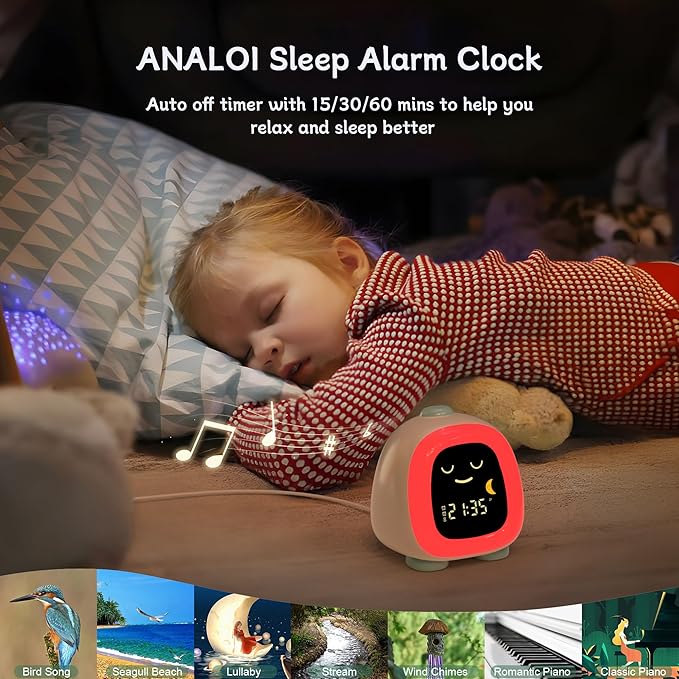 Alarm Clock for Kids, Kids Night Light with 3 Brightness 10 Color Mode Night Light Dual alarm Snooze Mode Sleep Training Adjustable Volume Memory Battery Sleep Timer, Kids gifts for Boys and Girls