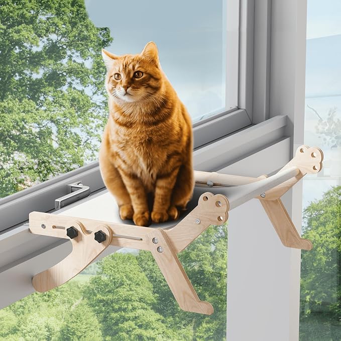 3 in 1 Cat Perch Cat Window Perch Adjustable Cat Window Hammock for Indoor Free-Standing Large Cat Sleeping Bed Seat Shelves for Windowsill Bedside Drawer and Cabinet Holds Up to 40 lbs