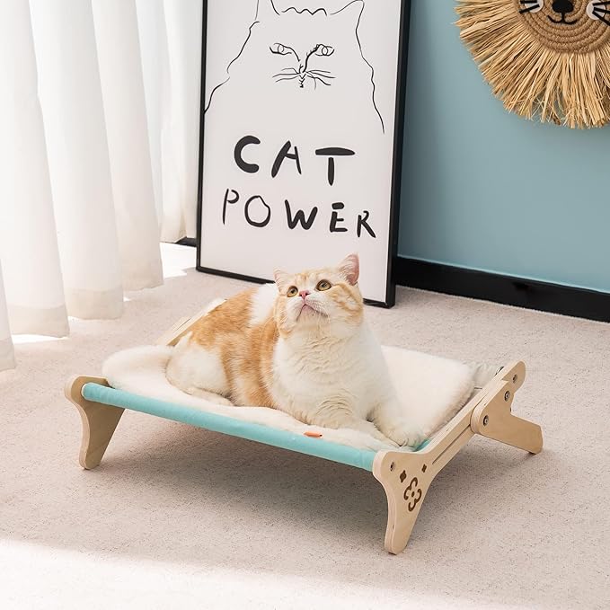 Cat Window Perch Cat Window Hammock Seat for Indoor Cats Sturdy Adjustable Steady Cat Bed Providing All-Around Sunbath Space Saving Washable Holds Up to 40 lbs (2 in 1 Blue with pad)