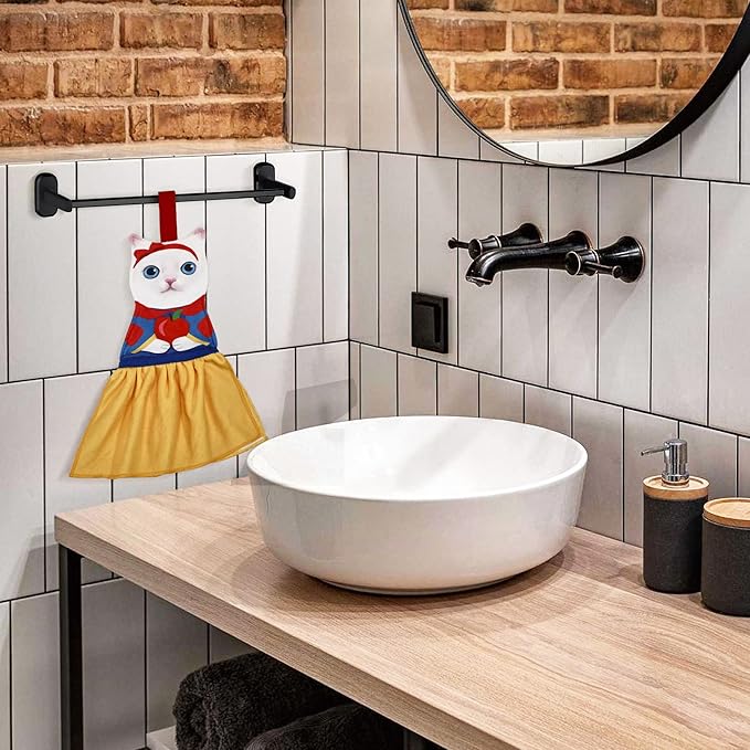 AGRIMONY Cat Funny Hand Towels - Super Absorbent Soft, Animal Print, White - Perfect for Bathroom & Kitchen, Decorative, Gift for Cat Lovers