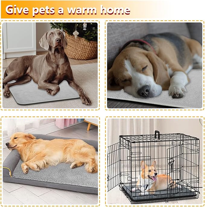 TJOY Pet Heating Pad Electric Heating Pad for Dogs and Cats Indoor Warming Mat Heated Pet Bed with Auto Power Off (Large： (32''x20''))