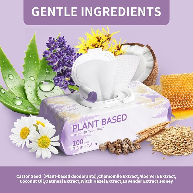 400 Dog Wipes for Paws and Butt Plant Based Hypoallergenic Pets Cleansing & Deodorizing Anal Gland Hygienic Puppy Wipes for Dogs Face and Body Wipes Cleaning Fur Doggie Wipes Doggy Wipes (Lavender)