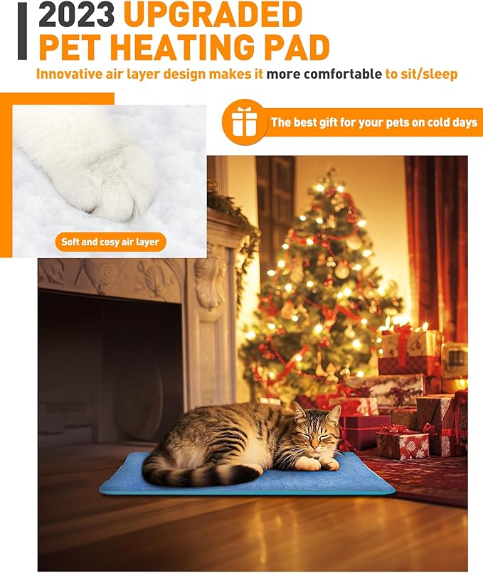 Pet Heating Pad Temperature Adjustment Dog Heating Pad Anti-bite Puppy Heating Pad with Timer Cat Heating Pad Indoor Waterproof Pet Warming Pad Electric Heated Bed Mat Dog