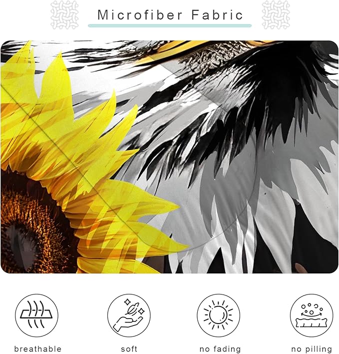 American Flag Comforter Full: Bald Eagle Bedding Set Sunflower USA Flag Quilt for Kids Teens Boys Adults Men US Stars Stripes Eagle Bed Sets 1 Comforter & 2 Pillowcases