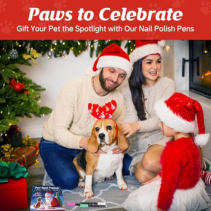 2 Set of Cherocito 12 Colors Dog Nail Polish Pens Quick Dry,Christmas Special Packaging,Safe Dog Nail Polish Set to DIY Pretty Nails, Ideal Gifts for Dogs Cats Light Dark Nails,Non-Toxic,Water-Based