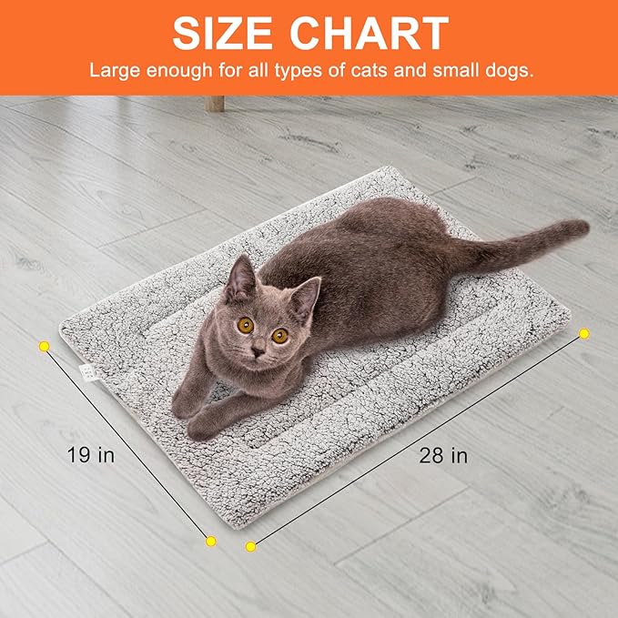 BEAUTYZOO Self Warming Cat Bed, Self Heating Cat Pad 28 x 19 inch, Double Sided Heated Cat Dog Mat, Soft Thermal Blanket for Indoor Outdoor Large Kittens Small Puppy Pets, Washable, Grey