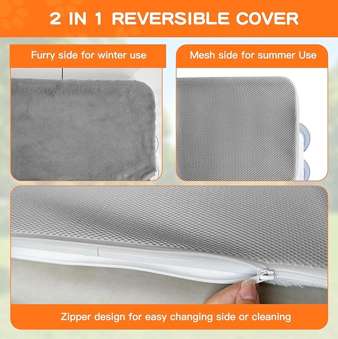 Cat Window Perch, Foldable Cat Window Bed with 4 Strong Suction Cups, Cordless Cat Hommack for Window Sill, Sturdy Metal Cat Window Seat Shelf for Indoor Cats with Reversible Cover(Grey)