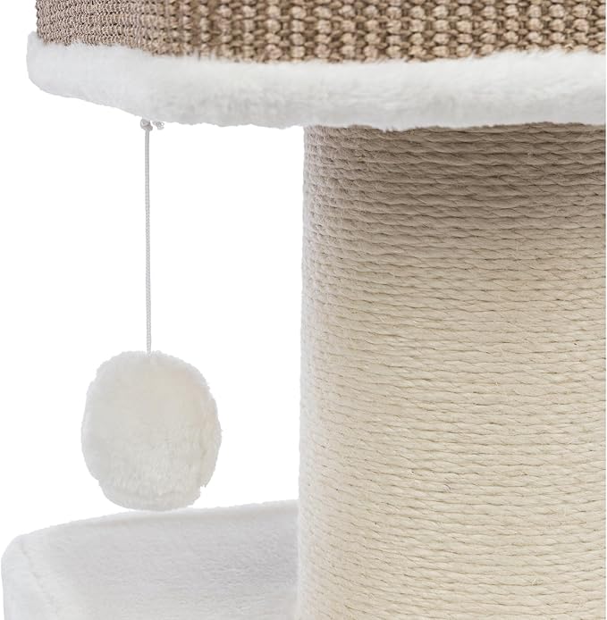 TRIXIE 33.9-in Ava XXL Cat Tree with Thick Scratching Post, Cat Condo, Cozy Top Platform with Removable Cushion, Dangling Cat Toy, Brown/White