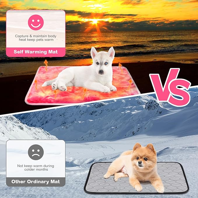 4 Pack Self Heating Cat Bed Cat Self Warming Pad with Removable Cover Extra Warm Thermal Pet Pad Washable Pet Crate Mat Anti Slip Kennel Pad for Indoor Outdoor Pets(Tie Dye,16 x 20 Inches)