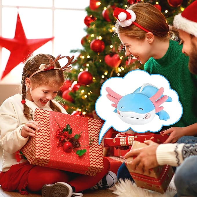 Axolotl Plush, Soft Plush Pillow Blue Axolotl Stuffed Animal, Cute Plushies Toy Gifts for Kids & Adults