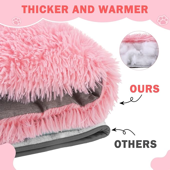 SCENEREAL Self Warming Cat Bed, Heated Cat Bed Mat for Cats Small Dogs, 2 in 1 Soft Plush, Washable Pet Pad for Indoor Outdoor Kitten Puppy, Pink 24" x 20"