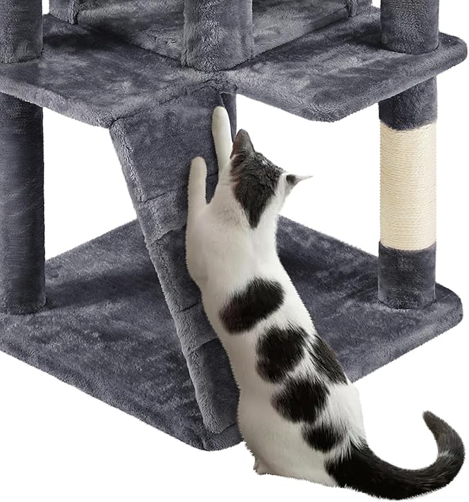 Yaheetech 70in Multi-Level Cat Tree Tall Cat Tower Cat Furniture with Condo, Scratching Posts & Dangling Ball for Indoor Cats Activity Center, Dark Gray