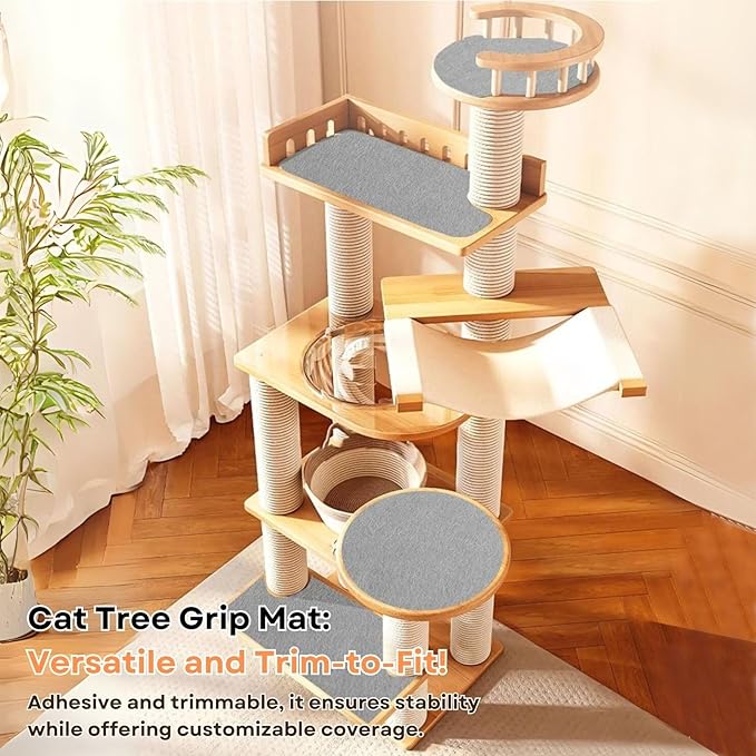 Cat Scratch Mat (Beige, 5-Pack, 9.8''*18.8''), Furniture Protector from Cats Scratching, Strong Self-Adhesive Backing for Easy and Sturdy Application, Versatile for Cat Trees, Posts, and Beds