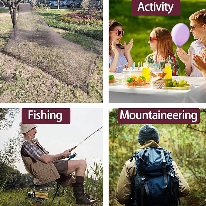 Aventik EDSRDLUZ 400 Fine Meshes Triangular Outdoor Camping Mosquito Net for Camping Bed Compact, Bug Net with Carry Bag, 94" x 67" x 55" Ideal for Double Camping Use