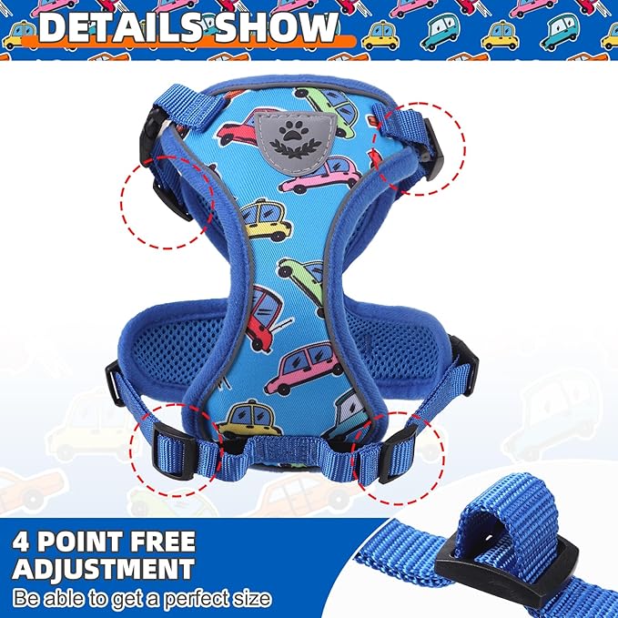 KOOLTAIL Cat Harness and Leash Set, Escape Proof for Safe Walking & Travel, Reflective Comfortable Easy Control Adjustable Kitten Harness for Boys&Girls Small Medium Large Cats Car M