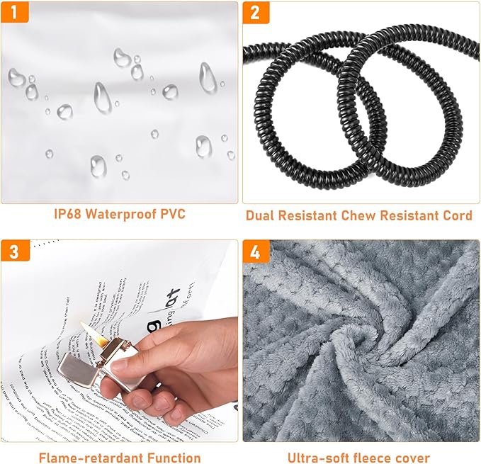 INVENHO Pet Heating Pad, Waterproof Adjustable Temperature Dog Cat Heating Pad with Timer, Indoor Pet Heating Pad for Cats Dogs Electric Pads for Dogs Cats, Pet Heated Pad (L: 35" x 24")