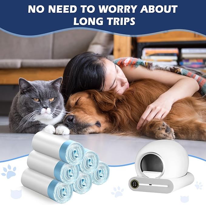 120 Count Cat Litter Box Liners Bag Large, Jumbo Drawstring Extra Durable Pet Cat Pan Liners Extra-Thick Kitty Leakproof Design Cat Litter Bags for Automatic Cat Litter Box and Litter Robot