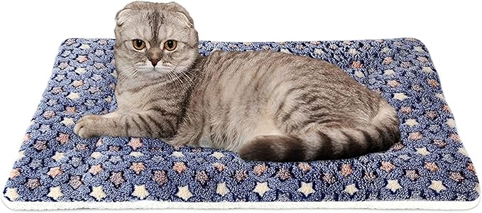 FJWYSANGU Pet Blanket Premium Fluffy Flannel Cushion Soft and Warm Mat for Dogs Cats Small Size Animal Blue Stars