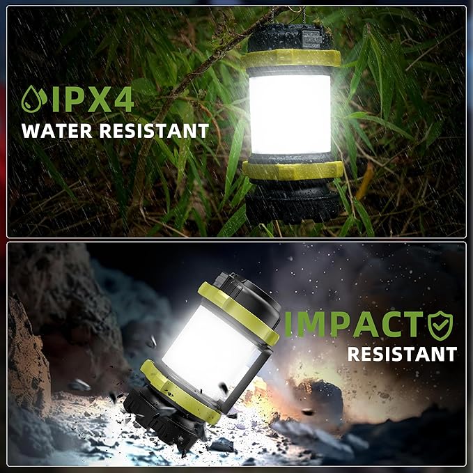 Alpswolf 2 Pack Camping Lantern Rechargeable, Led Lantern Camping Flashlight with 4000 Capacity Power Bank, 6 Modes, IPX4 Waterproof, Portable Rechargeable Lanterns for Power Outage, Hiking, Outdoor