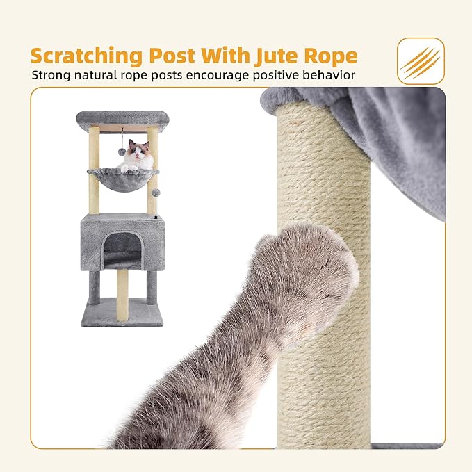 Fashion Design 43.3" Cat Trees with Cat Houses,Grey