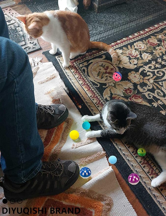 27 Pcs Cat Toys for Indoor Cats - Assorted Variety Pack with Wind-Up Mouse and Chicken, Bell Balls, and Plush Spheres for Endless Active Fun and Engagement