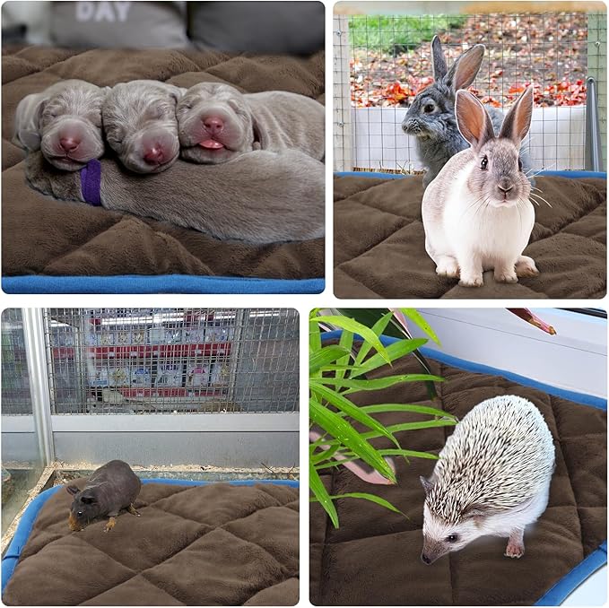 2pcs Self Heating Cat Mat, 16x20 Inch Self Heating Pet Pad Heat Reflective Soft Layer Warm Cat Bed Mat Non Skid Cat Thermal Pads for Cat Puppy Rabbit in Winter (Brown)