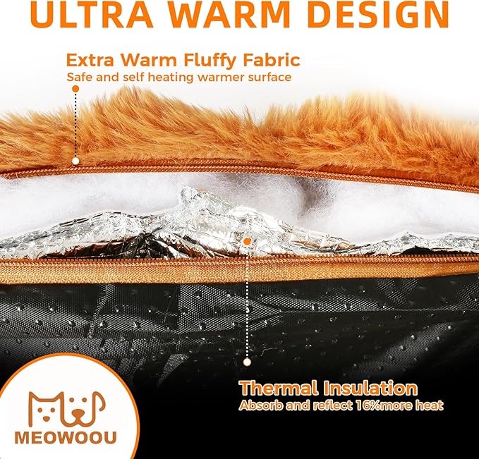 Self Warming Cat Mat Self Heating Cat Bed 24" x 18" Thermal Cat Mat Extra Warm Dog Bed Cat Beds for Indoor and Outdoor Cats Pet Heating Pad for Kittens Small Puppy Pets with Washable Removable Cover