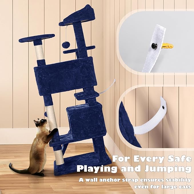 Yaheetech 54in Cat Tree Tower Condo Furniture Scratch Post for Kittens Pet House Play