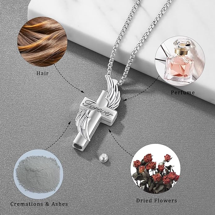 Aniu Cremation Jewelry for Ashes S925 Sterling Silver Urn Necklace Memorial Necklace for Human Ashes of Loved Ones Keepsake Pendant for Men Women
